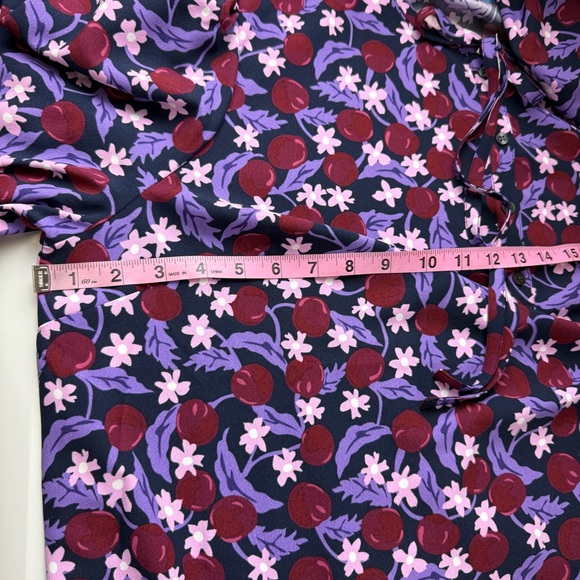 Draper James Roseanna Shift Dress Womens 2X Plum Floral Button Tie Ditsy - Picture 7 of 12